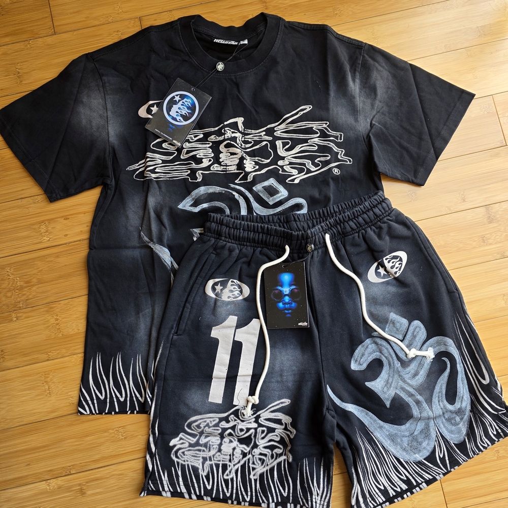 Hellstar Black Graphic T-Shirt and Shorts Set